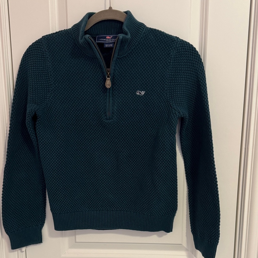 Vineyard Vines Dark Green Kids Half-Zip Sweater